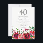 Red Rose 40th Birthday Party Invitation<br><div class="desc">Red Rose 40th Birthday Party Invitation
Matching collection in Niche and Nest store.</div>