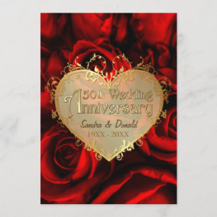 Red Rose 50th Wedding Anniversary -ver. 2 Invitation