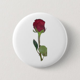 Red Rose 6 Cm Round Badge