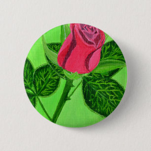 Red Rose 6 Cm Round Badge
