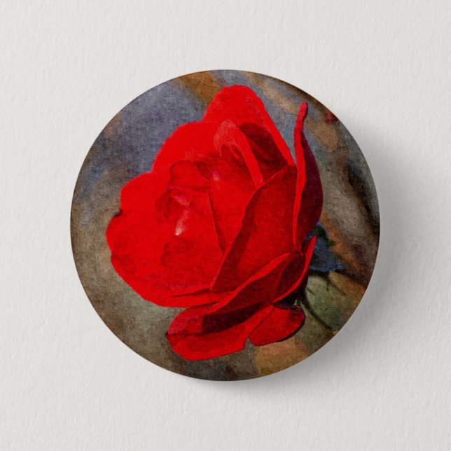 Red Rose 6 Cm Round Badge (Front)
