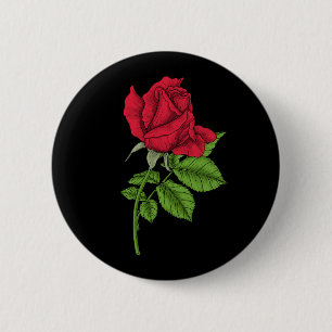 Red rose 6 cm round badge