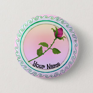 Red Rose  6 Cm Round Badge