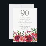 Red Rose 90th Birthday Party Invitation<br><div class="desc">Red Rose 90th Birthday Party Invitation
Matching collection in Niche and Nest store.</div>