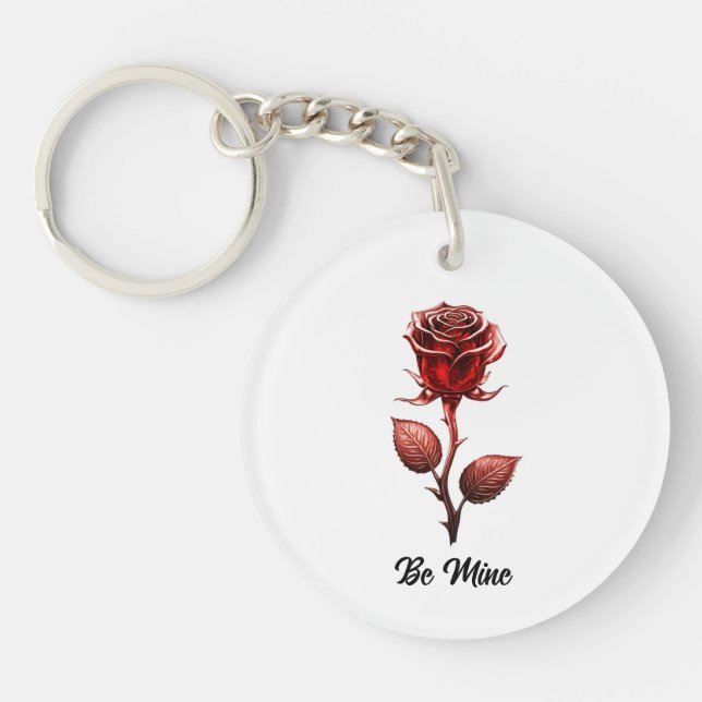 Red. Rose Acrylic Keychain (Front)