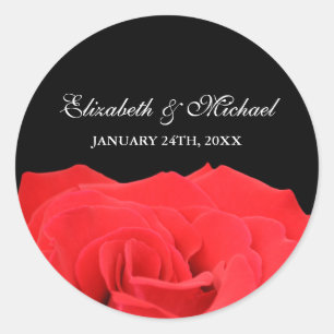 Red Rose and Black Wedding Favour Label