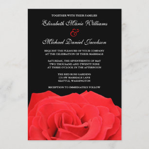 Red Rose and Black Wedding Invitations