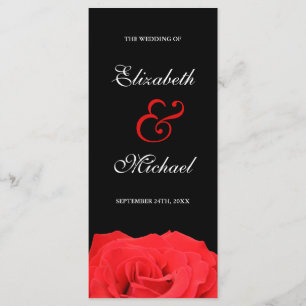 Red Rose and Black Wedding Program Programme