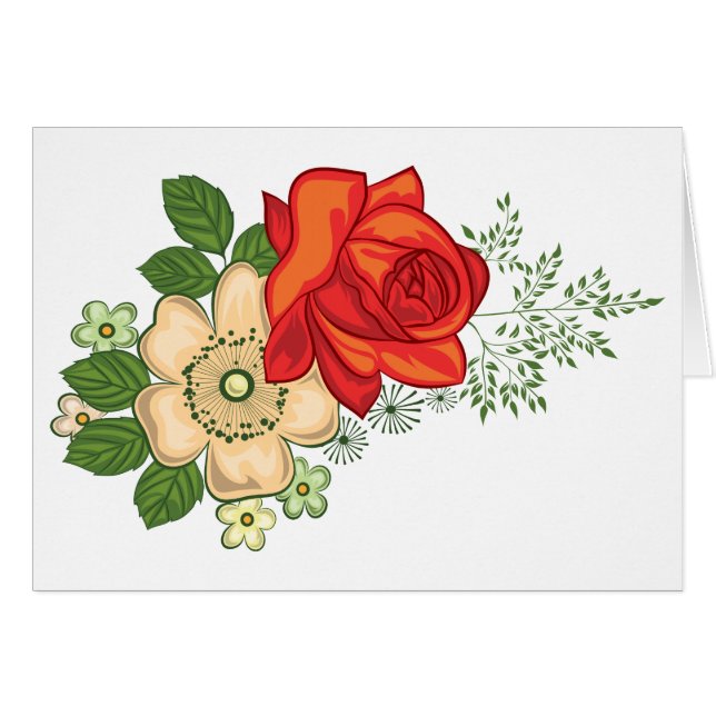 Red Rose and Daisies (Front Horizontal)
