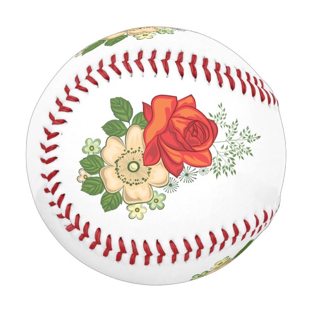 Red Rose and Daisies Baseball (Front Left)