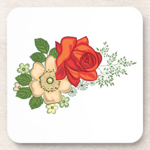 Red Rose and Daisies Coaster