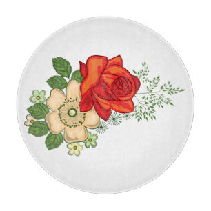 Red Rose and Daisies Cutting Board