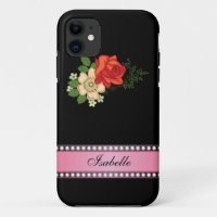 Red Rose and Daisies Pink Personalised Name