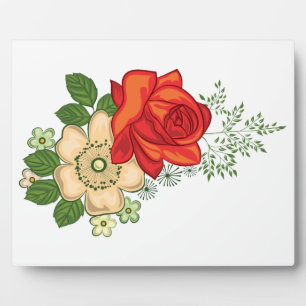 Red Rose and Daisies Plaque
