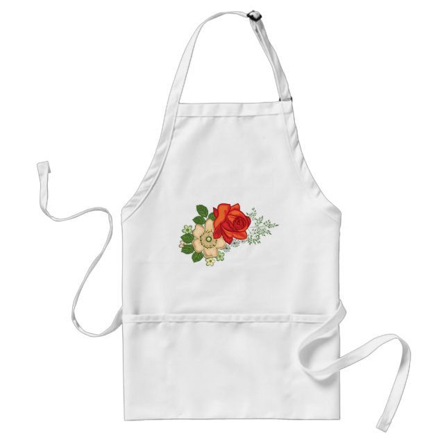 Red Rose and Daisies Standard Apron (Front)