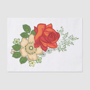 Red Rose and Daisies Tissue Paper