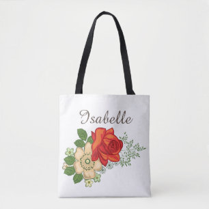 Red Rose and Daisies Tote Bag