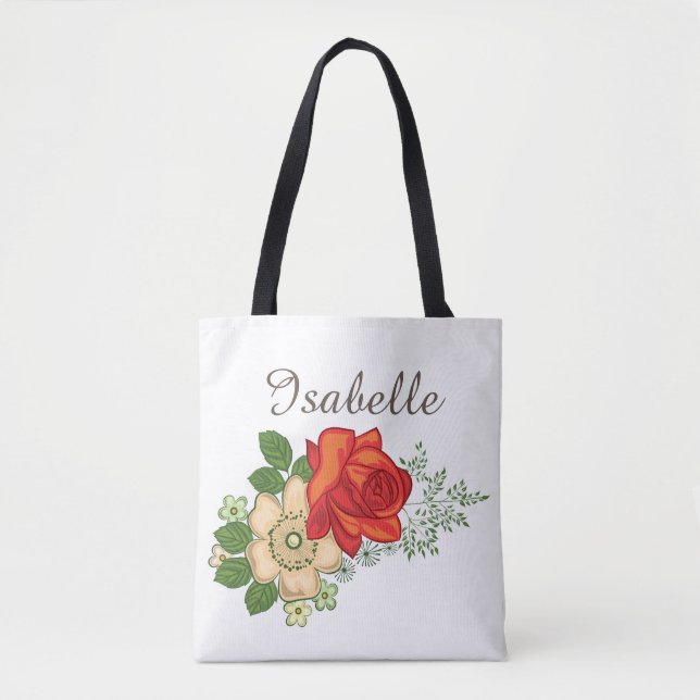 Red Rose and Daisies Tote Bag (Front)