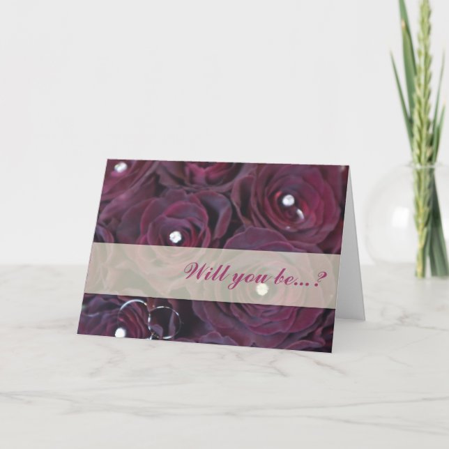 Red rose and diamond Will you bemy bridesmaid card (Front)