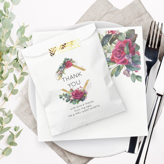 Red Rose and Eucalyptus Wedding Thank You Favour Bags (Wedding favor bag from my Red Rose and Eucalptus collection)