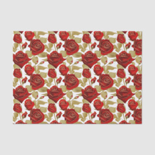 Red Rose And Gold  Tissue Paper