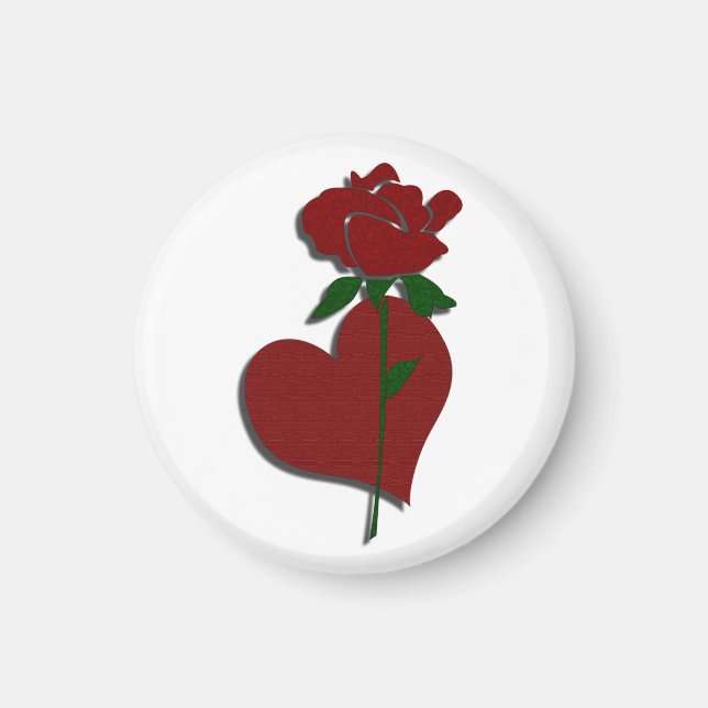 Red Rose and Heart Magnet (Front)