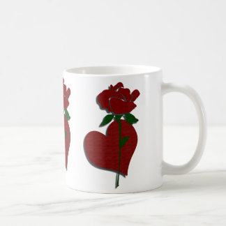 Red Rose and Heart Pattern Mug