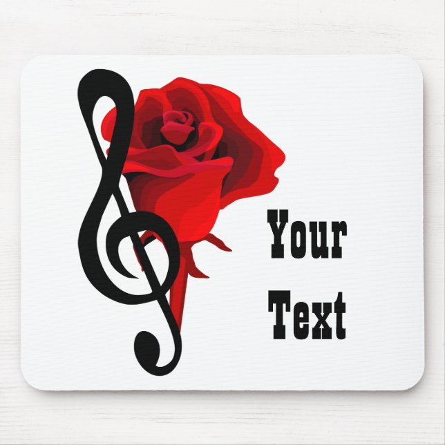 Red Rose and Love Music Mousepad (Front)