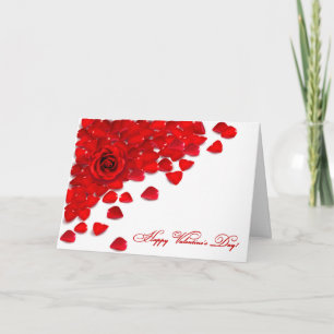 Red Rose and Petals - Customise Holiday Card