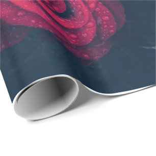 Red rose and raindrops Mood Vibe Wrapping Paper