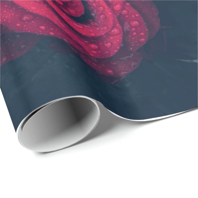 Red rose and raindrops  Mood Vibe Wrapping Paper (Roll Corner)