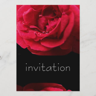 Red Rose and Water Drops birthday party invitation