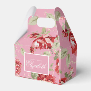 Red rose and white classic print favour box