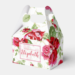 Red rose and white classic print favour box