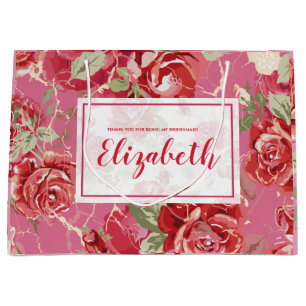 Red rose and white classic print large gift bag