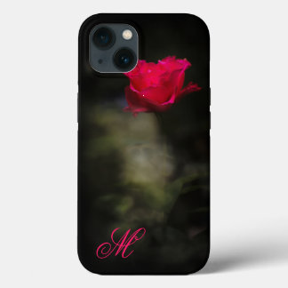Red Rose and White Smoke. Monogram. iPhone 13 Case