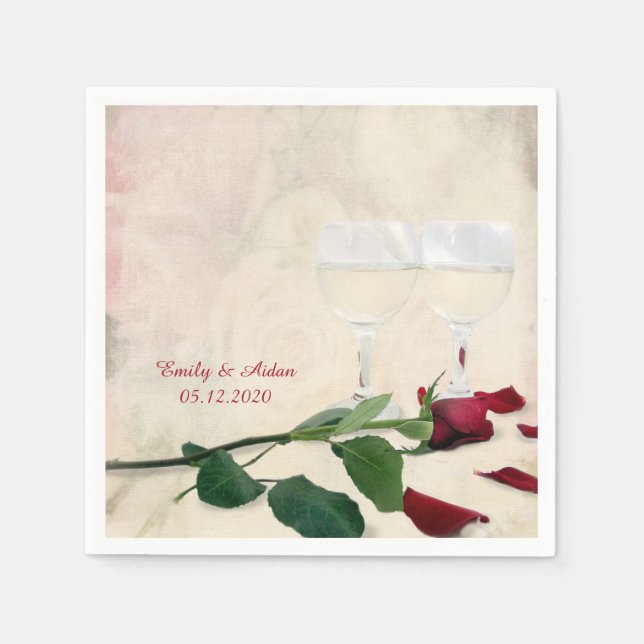 red rose and wine glass napkin (Front)