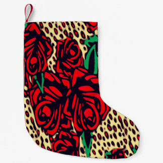 Red Rose Animal Print Small Christmas Stocking