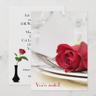 Red Rose Anniversary Dinner Party  Card