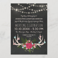 Red Rose Antlers - Rustic Chalkboard Wedding