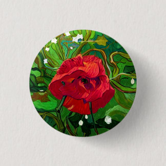 RED ROSE ART 3 CM ROUND BADGE