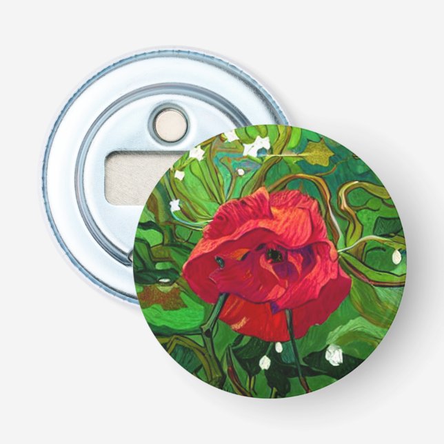 RED ROSE ART BOTTLE OPENER (Front)