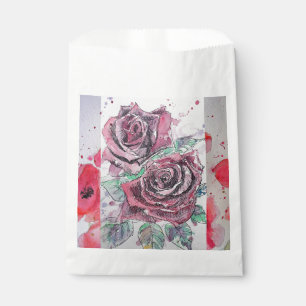 Red Rose Art Flower floral Party Favor Bags