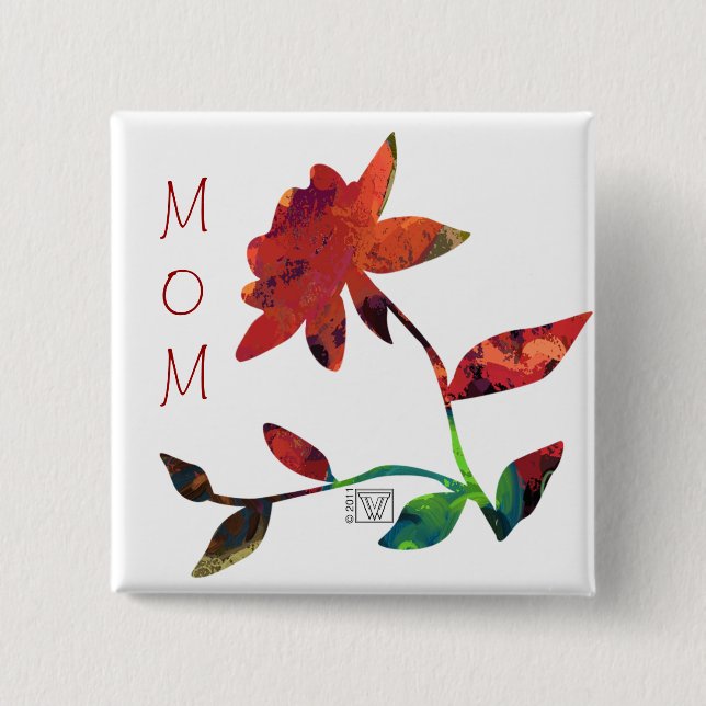 Red Rose Art MOM 15 Cm Square Badge (Front)