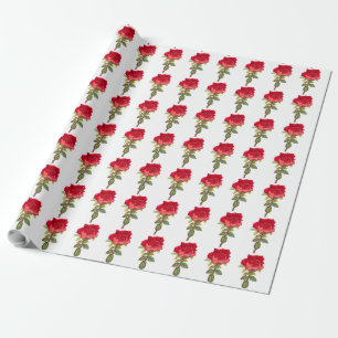Red rose art on white background wrapping paper