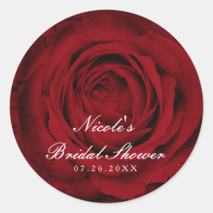 Red Rose Beautiful Floral Elegant Wedding Party Classic Round Sticker