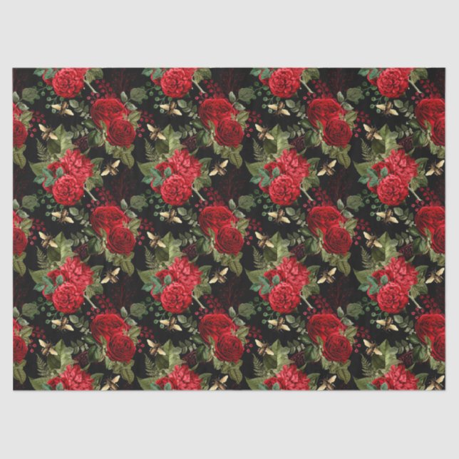 Red Rose Bee Series Design 18 Tissue Paper (Front)