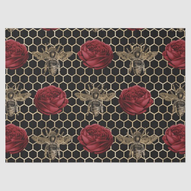 Red Rose Bee Series Design 28 Tissue Paper (Front)