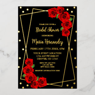 Red Rose Black and Gold Bridal Shower