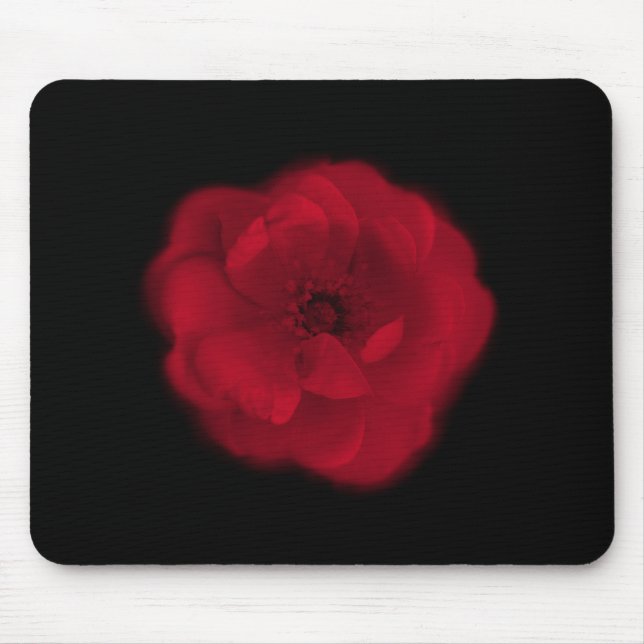 Red Rose. Black Background. Mouse Mat (Front)